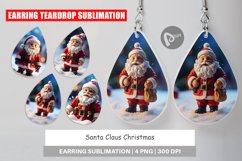 Earring teardrop sublimation design Santa Claus Christmas Product Image 1