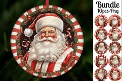 Santa Claus Christmas Round Ornaments Png Sublimation Bundle Product Image 1