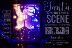 Mesmerizing Santa Christmas Scene 3D Lightbox SVG Template Product Image 1