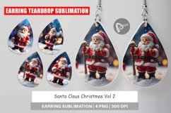 Earring teardrop sublimation design Santa Claus Christmas Product Image 1