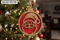 Santa Claus Christmas Wooden Ornament Laser Cut Product Image 1