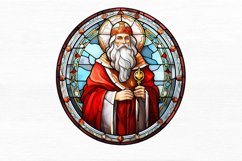 Stained Glass Painting of Santa Claus Watercolor Clipart Product Image 3