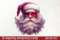 Vintage Black Pink Santa Claus Sublimation Clipart Product Image 1