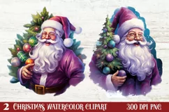 Christmas Purple Santa Claus Sublimation, Christmas PNG Product Image 1