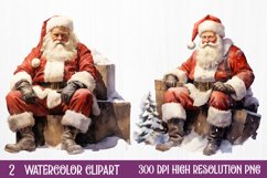 Watercolor Santa Claus Sublimation Clipart, Santa PNG Product Image 1