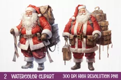 Watercolor Santa Claus Sublimation Clipart, Santa PNG Product Image 1
