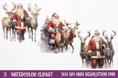 Watercolor Santa Claus Sublimation Clipart, Santa PNG Product Image 1