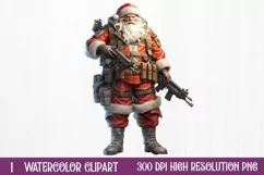 Watercolor Santa Claus Sublimation Clipart, Santa PNG Product Image 1
