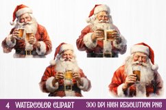 Watercolor Santa Claus Sublimation Clipart, Santa PNG Product Image 1