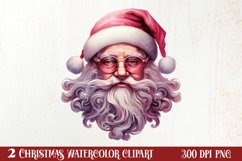 Vintage Black Pink Santa Claus Sublimation Clipart Product Image 1