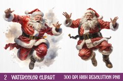 Watercolor Santa Claus Sublimation Clipart, Santa PNG Product Image 1