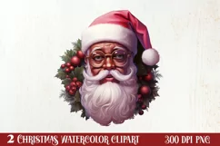 Vintage Black Pink Santa Claus Sublimation Clipart Product Image 1