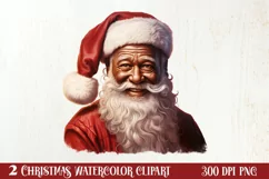 Vintage Black Santa Claus Sublimation Clipart, Santa PNG Product Image 1