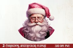 Vintage Black Pink Santa Claus Sublimation Clipart Product Image 1