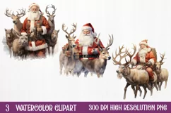 Watercolor Santa Claus Sublimation Clipart, Santa PNG Product Image 1