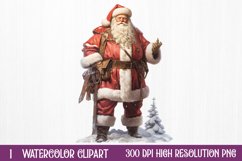 Watercolor Santa Claus Sublimation Clipart, Santa PNG Product Image 1