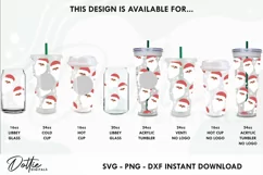 Santa Claus Faces No Hole Starbucks Wrap SVG | 24oz Cold Cup Product Image 3