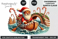 Watercolor Santa Gingerbread Man png clipart Product Image 3