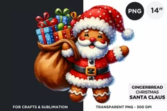 Watercolor Santa Gingerbread Man png clipart Product Image 1