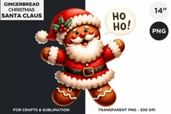 Watercolor Santa Gingerbread Man png clipart Product Image 1