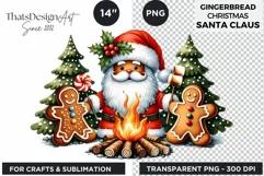 Watercolor Santa Gingerbread Man png clipart Product Image 2