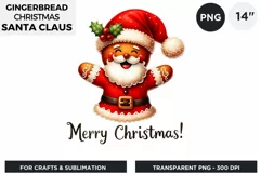 Watercolor Santa Gingerbread Man png clipart Product Image 1