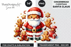 Watercolor Santa Gingerbread Man png clipart Product Image 3