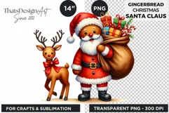 Watercolor Santa Gingerbread Man png clipart Product Image 2