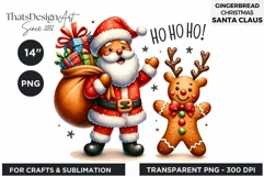 Watercolor Santa Gingerbread Man png clipart Product Image 3