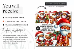Watercolor Santa Gingerbread Man png clipart Product Image 2