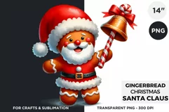 Watercolor Santa Gingerbread Man png clipart Product Image 1