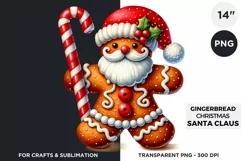 Watercolor Santa Gingerbread Man png clipart Product Image 1