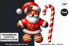 Watercolor Santa Gingerbread Man png clipart Product Image 1