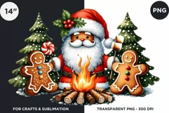 Watercolor Santa Gingerbread Man png clipart Product Image 1