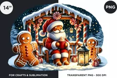 Watercolor Santa Gingerbread Man png clipart Product Image 1