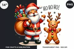 Watercolor Santa Gingerbread Man png clipart Product Image 1