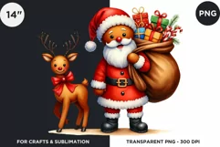 Watercolor Santa Gingerbread Man png clipart Product Image 1