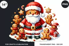 Watercolor Santa Gingerbread Man png clipart Product Image 1
