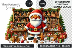 Watercolor Santa Gingerbread Man png clipart Product Image 1