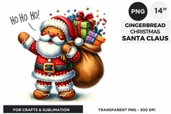 Watercolor Santa Gingerbread Man png clipart Product Image 1