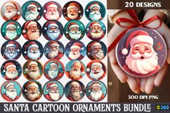 Santa Claus Ornament Clipart Bundle, Christmas Santa Ornaments Watercolor , Santa Christmas Ornaments Sublimation, Santa Christmas Ornaments Clipart, Christmas Ornaments Bundle, Christmas Ornament Bundle, Santa Christmas Ornament, Christmas Round Ornament