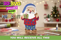 Cute Santa Claus in Pajamas 3D SVG Product Image 1