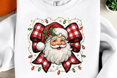 Santa Claus red and white checker coquette bow Product Image 2