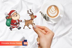 Santa Claus And Reindeer Sticker, Christmas Reindeer Sticker Product Image 1