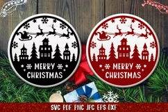 Christmas Door Round Sign SVG | Merry Christmas Sign SVG Product Image 3