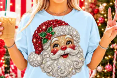 Rhinestone Santa Christmas PNG | Sparkling Jeweled Bling Png Product Image 2