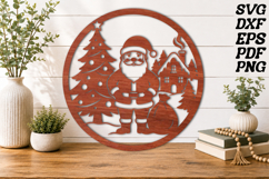 Santa Claus Round Wooden Sign SVG Product Image 1