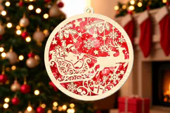 Santa Claus Sleigh Ornament SVG Product Image 2