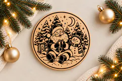 Santa Claus, Snowman & Penguin Christmas Scene Laser Cut Product Image 1