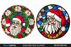 Stained Glass Santa Claus Illustration PNG Clipart Product Image 1